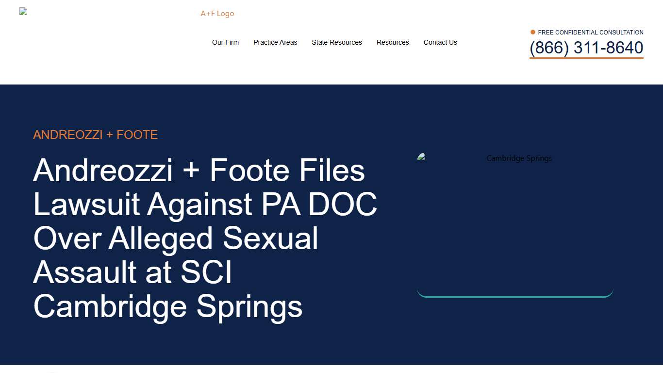 Lawsuit Filed Over Sexual Assault at SCI Cambridge Springs
